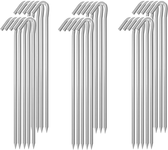 MySit 9" Tent Stakes, Metal Inflatable Stakes 30 Pack, Heavy Duty Galvanized Tent Stakes Metal, Tent Pegs Ground Trap Camping Stakes for Inflatables, Outdoor Decorations