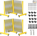 2 Set 16.8FT Industrial Metal Expandable Barricade，Retractable Traffic Fence with Casters, Folding Security Gate, Portable Barricade Gate for Construction Area, Traffic Control, Driveway and Garden