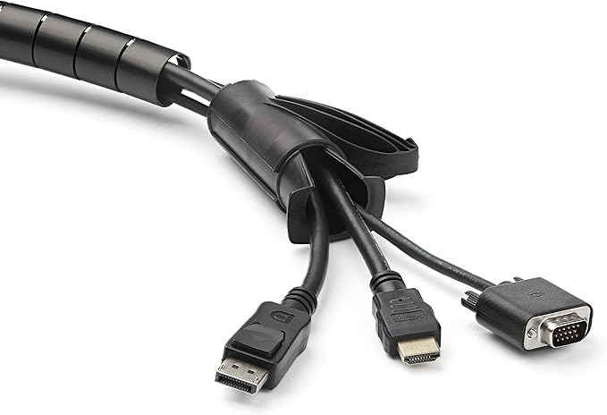 StarTech.com 2.5m (8.2ft) Cable Management Sleeve - 1.8" Diameter - Expandable Coiled Cord Organizer w/Cable Loading Tool (CMSCOILED4)
