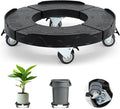 Trash Can Dolly Wheels, Adjustable 15-19 Inch Round Roller with Locking Wheels 440 LBS Heavy Duty Drum Cart Multi Function Rolling Dollies Stand Plant Caddy, Black