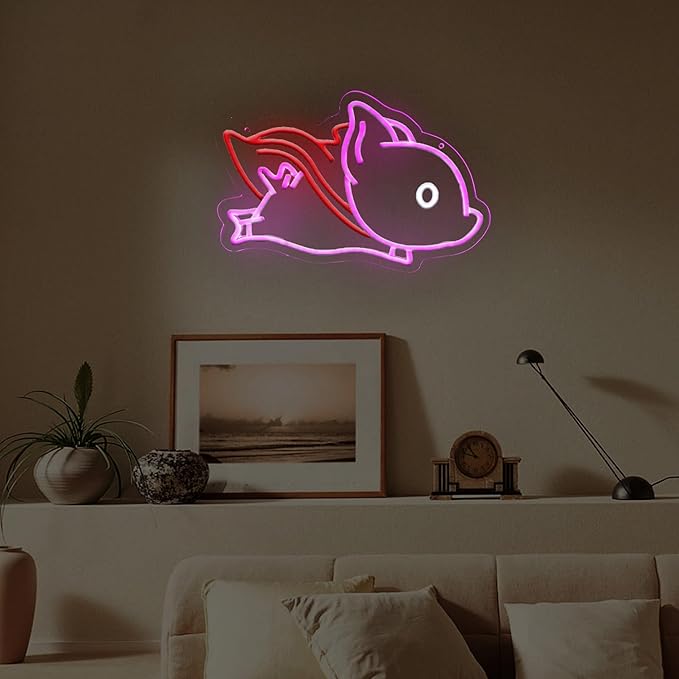 Superhero Cape Fly Pig Neon Sign Neon Pig Light Up Sign For Wall Decor Home Decor Neon Light USB Powered LED Light Up Signs Room Decor