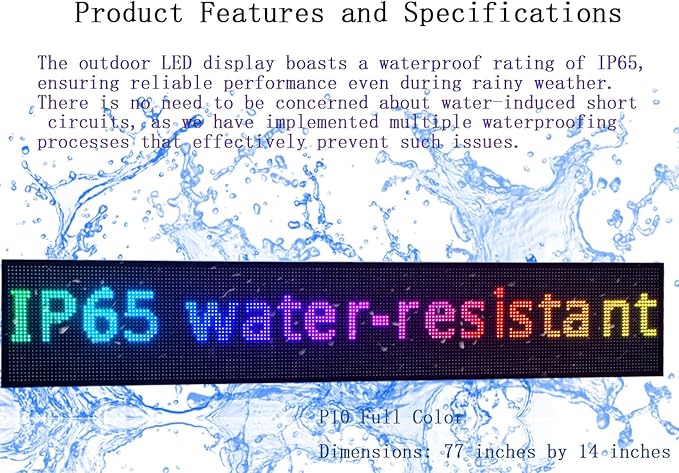 P10(77" * 14") Digital Led Car Signs For Window Matrix Panel Screen Panel Ticker Message Board Message Board Display Menu Board Electronic Board For Business