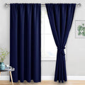 JIUZHEN Blackout Curtains for Bedroom - 70 x 84 Inch Extra Wide Privacy Assured Thermal Insulated Room Darkening Room Divider Curtain Cover for Living Room, Set of 2 Panels with Tiebacks, Navy Blue