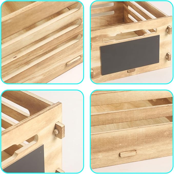 Wooden Record Crate Rustic Box for Home Office Storage Cube Record Organizer,Farmhouse Detachable Kitchen Fruits Vegetable Food Craets