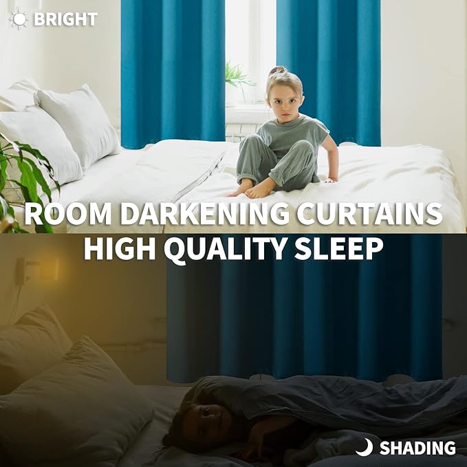 BGment Blackout Curtains - Grommet Thermal Insulated Room Darkening Bedroom and Living Room Curtains, Set of 2 Panels (42 x 84 Inch, Peacock Blue)