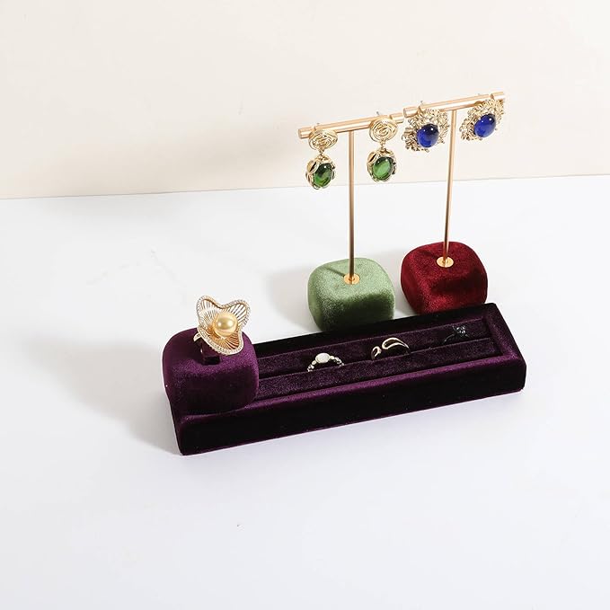 GemeShou Purple Ring Display Stand for Jewelry, Velvet Single Ring Holder for selling, Cute Jewelry Display for Show【Purple】