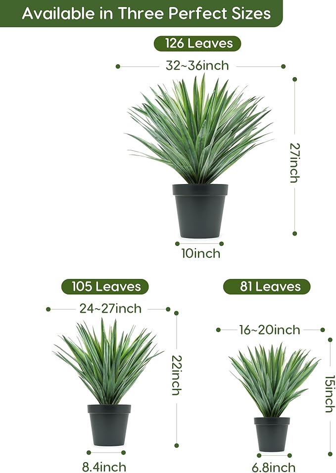 Velener Artificial Agave Plant in Black Pot with Real Stone Pebbles, Large Fake Agave Plant for Indoor and Outdoor-22 inches Tall, 105 Leaves