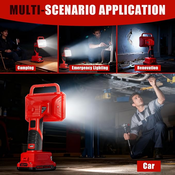 Cordless LED Work Light for Craftsman 20V Battery, 2000LM Portable Handheld Flashlights Tool with USB Port and 3 Brightness Modes for Camping, Fishing, Job Site, Indoor & Outdoor Use