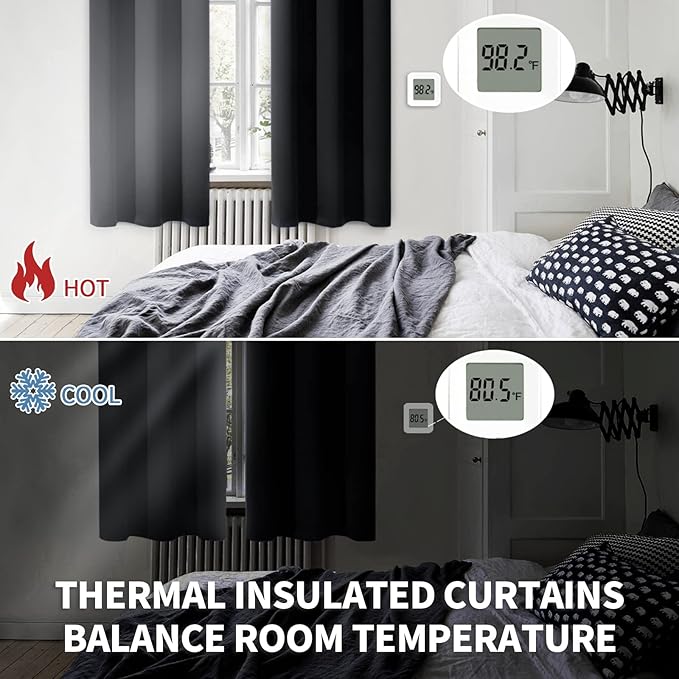 BGment Blackout Curtains - Grommet Thermal Insulated Room Darkening Bedroom and Living Room Curtains, Set of 2 Panels (52 x 120 Inch, Black)