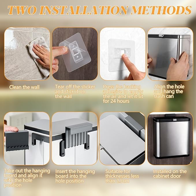 Stainless Steel Sanitary Napkin Receptacle Wall Mounted with 100pcs Trash Bags,Tampon Disposal Bin for Bathroom,Toilet Freestanding or Wall Mounted Trash Can 8x5.1x8.4