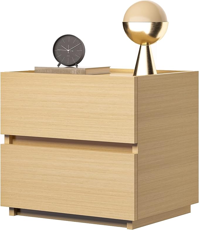 furtble Stackable 2-Drawer Dresser, Multi-Purpose Storage Closet Cube for Bedroom, Storage Cabinet for Entryway, Nightstand Sofa Beside Table Drawer Chest, 15.8 in, Oak