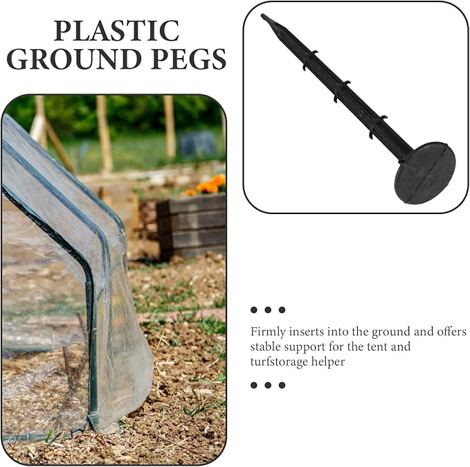 STOBAZA 100Pcs Plastic Ground Stakes Garden Pegs for Fixing Grass Cloth Sunshade Net Tarpaulin Landscape Anchors for Soil Sand Stone