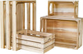 Large Wooden Crates Unfinished Set of 4 Decorative Storage Box with Handles, Rustic Farmhouse Wooden Crates for Display, Living Room Container Basket Box for Kitchen, Pantry, Bedroom