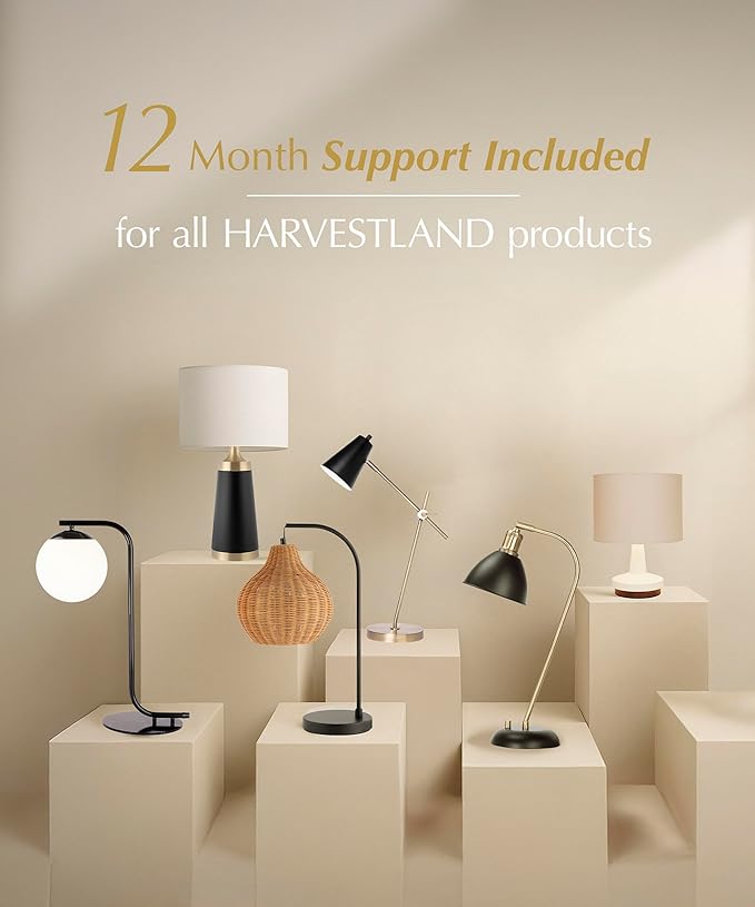 HarvestLand Noah Black Desk Lamp – Adjustable Architect Desk Lamp, Industrial Table Lamp with Solid Base for Living Room, Bedside Table, Home Office and Bedside Reading