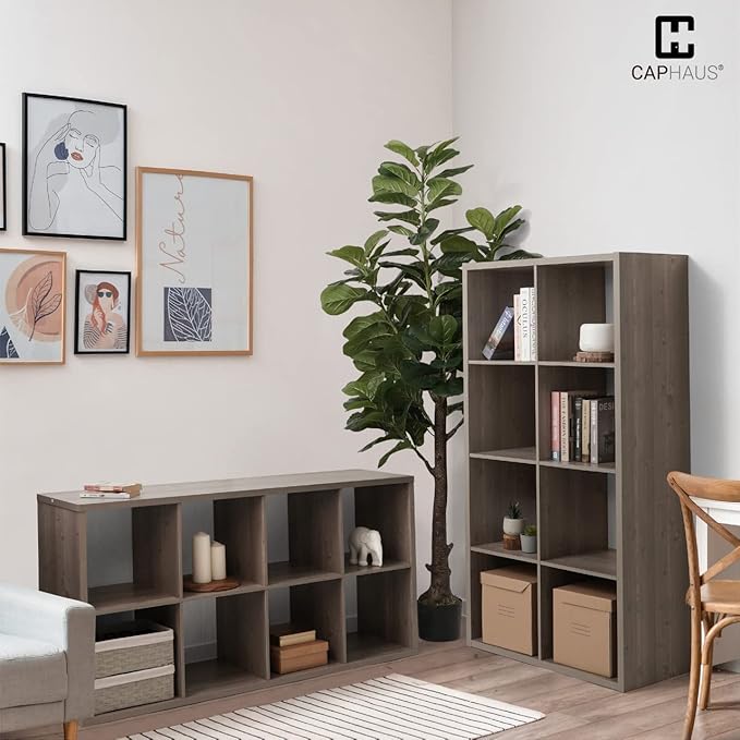 Fencer Wire 13-Inch Cube Storage Organizer Shelf, with Extra Thick Exterior Edge, Room Open Storage Shelf Divider, Bookcase, 6-Cube / 8-Cube / 9-Cube, Colors Available in Rustic Grey Oak and White