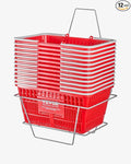 VEVOR 12 PCS Red Plastic Grocery Basket, 16.5 x 11.8 x 8.27 inch Rectangular, 21L Capacity, Modern Style, No Lid, PE Material, Ideal for Supermarket, Shopping Center, Convenience Store