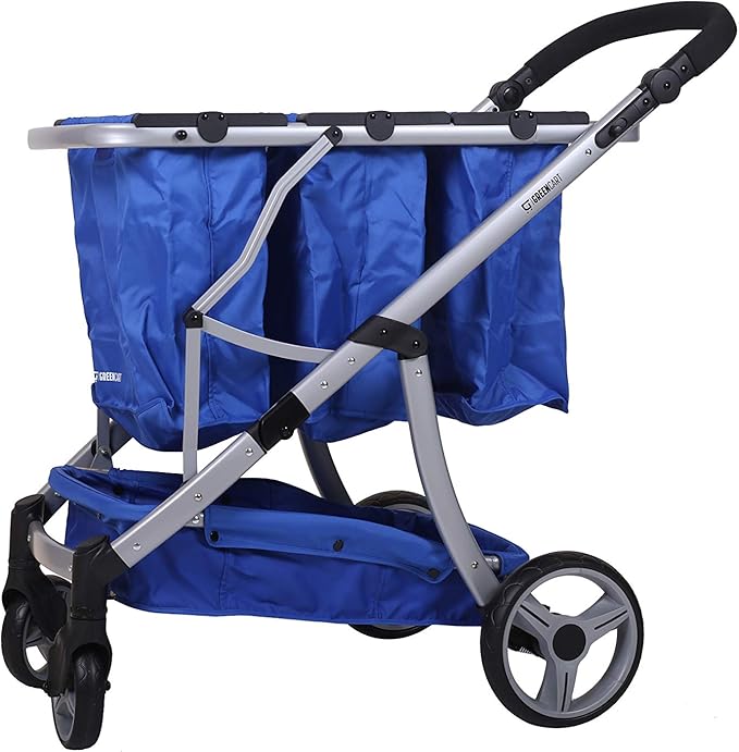 Reusable and Foldable 3 Shopping Bags Easy for Shopping and Carrying Groceries in Store (Silver Frame + 3 Blue Baskets)