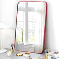 30x20 Mirror Rectangle Wall Mounted Aluminum Metal Frame Square Mirrors for Entryway Girl Bedroom Bathroom Living Room 30 20 inch Pink Rose Gold
