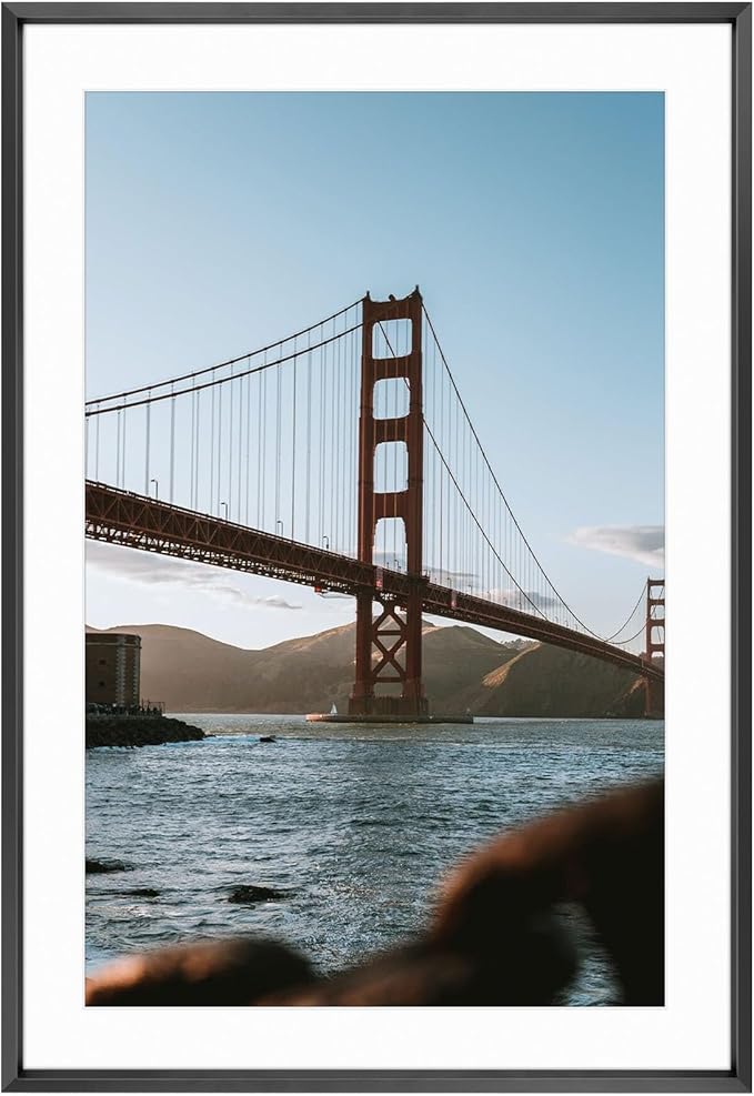 Frametory, 13x19 Metal Picture Frame with Mat for 11x17 Picture & Real Glass, Aluminum Photo Frame Collection (Black, 1 Pack)