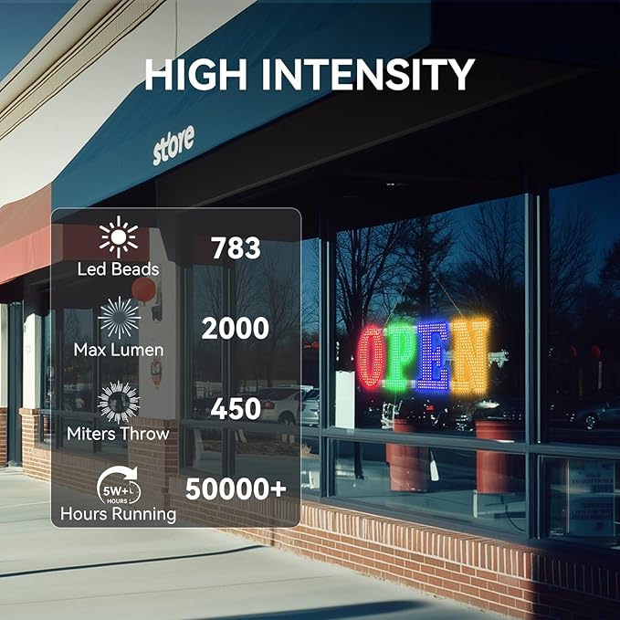 40'' x 14" Large Open Signs for Buisness, Remote Control and Adjustment Brightness & Speed - 14 Mode, LED Open Closed Sign for Bar Store Restaurant Office Hotel Salon Red&Green&Blue&Yellow