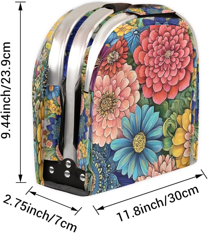 Flowers Collapsible Market Basket, Colorful Floral Leakproof Folding Collapsible Portable Picnic Basket Strong Aluminum Frame for Travel, Shopping, Camping & Lake Trips