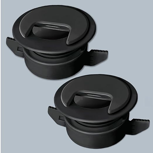 2PK Black Patented: Only Cable, Wire, Cord Management Tool-Free Self-Securing/Locking Grommet and with Cap Slider, for Walls, Ceilings, Desks - Used for All Surfaces 3/8" to 1" Thick. Made in USA