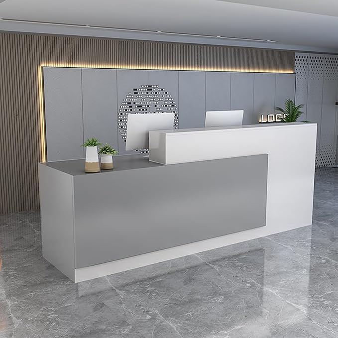 Reception Counter Desk, Front Counter Desk with Lockable Drawers, Modern Retail Counter,Home Office Desk Wooden Computer Desk Reception Table,for Checkout Office/Beauty Salon/Lobby