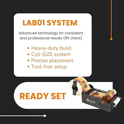 Start International - LAB01 - Manual Bottle Label Applicator - Professional Labeling Machine for Bottles Jars Cans - Label Dispenser for Cylindrical Objects - 0.5-6.5 Inch
