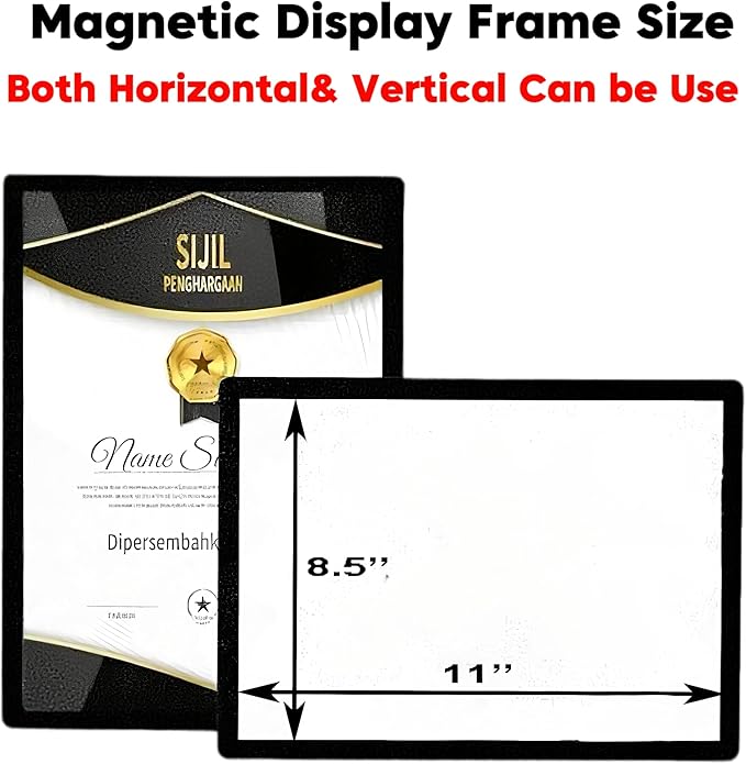 4 Pack Magnetic Sign Holder 8.5 x 11, Self-Adhesive Magnetic Display Picture Frames Mount Sign Holder, Magnet Photo Sleeves Document Holder for Fridge Wall Window Office Poster Store