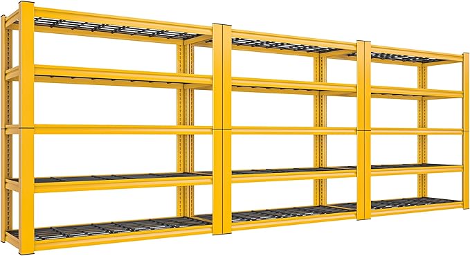 REIBII 72''H Garage Shelving 3010 LBS Storage Shelves Adjustable Metal Shelving 5 Tier Metal Shelves for Storage Industrial Shelf for Kitchen Pantry Warehouse Basement 72" HX35.5 WX16 D, 3 Pack