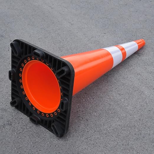 6 Pack Extra Large 36" Inch PVC Traffic Cones with Heavy-Duty Base, High-Visibility All-Weather Safety Cones for Road Construction, Parking Lot, and Garage Use (6, Orange, 36" Extra Large)