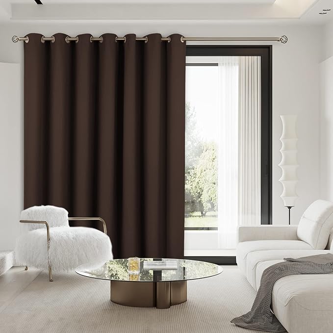 BGment Brown Sliding Door Curtain 84 Inches Long, Wide Room Divider Privacy Curtain for Bedroom, Thermal Curtain for Glass Door Room Darkening Noise Reducing, 1 Panel, Each 100 Inch Wide