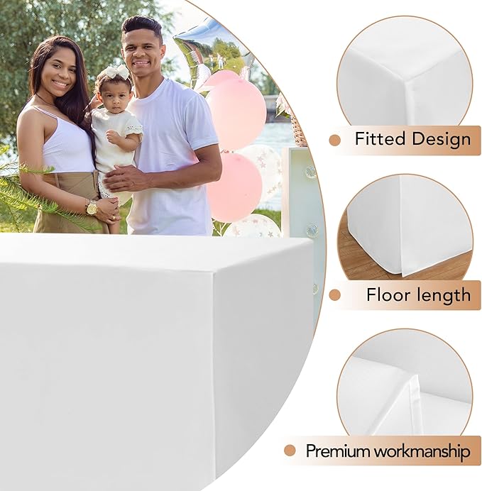 HolidayIdeas 2 Pack Fitted Tableclothes - 48 x 24 Inch - Rectangle Tablecloths for 4 Foot Tables, Versatile Fabric Table Covers for Parties, Holiday Dinner, Trade Show (White)