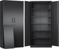 SISESOL Metal Storage Cabinet with Lock and 5 Adjustable Shelves,Lockable Garage Storage Cabinet,71" Black Steel File Cabinets with Locking Doors,Tool Cabinets for Home,Office,Garage