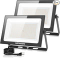 MORSEN 300W Warm White Led Flood Lights Outdoor, 3000K Super Bright 45000LM Security Lights with Plug,Exterior IP66 Waterproof FloodLight for Basketball Court, Yard, Garden, Playground 2 Pack