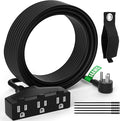 Outdoor Extension Cord 25 Ft with 3 Outlets, 14/3 SJTW 3 Prong Grounded Power Cord, 14 Gauge 14AWG Heavy Duty Power Cable, ETL Listed, 15 Amp 125 V 1875 W-Multiple Outlets for Indoor/Outdoor-Black