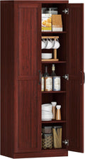 HOMCOM 63" 2-Door Kitchen Pantry, Freestanding Storage Cabinet with 5-Tier Shelving and 2 Adjustable Shelves for Dining Room, Espresso