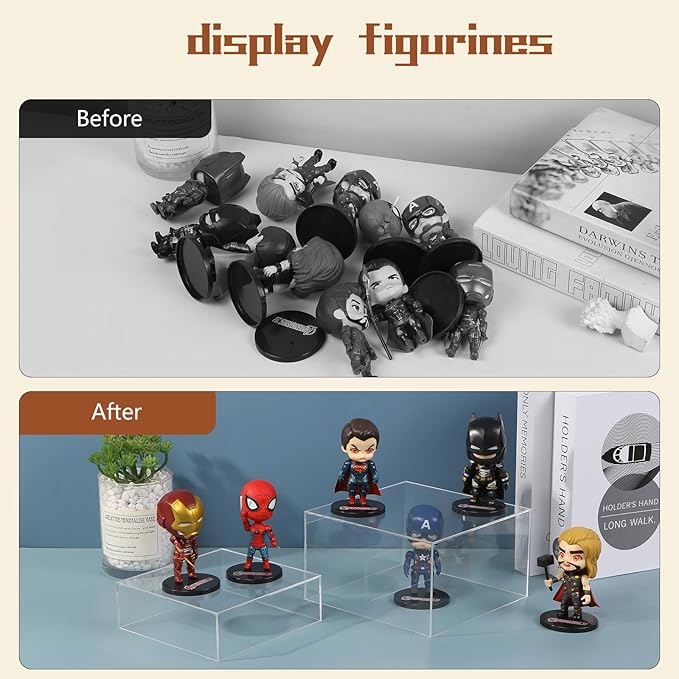 Risers Display Stands, Buffet Riser, Cubes Acrylic Display Box, Food Display Risers for Party, Acrylic Retail Display Stand, Nesting Showcase Display Riser, Craft Show Display Stand (3PCS-Clear)