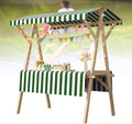 Collapsible Mobile Market Stall Carts Vendor on Wheels, Wood Outdoor Vendor Cart, Easy to Assemble for Parties, Birthdays, Weddings, Bar(Green1,150cm/59in)