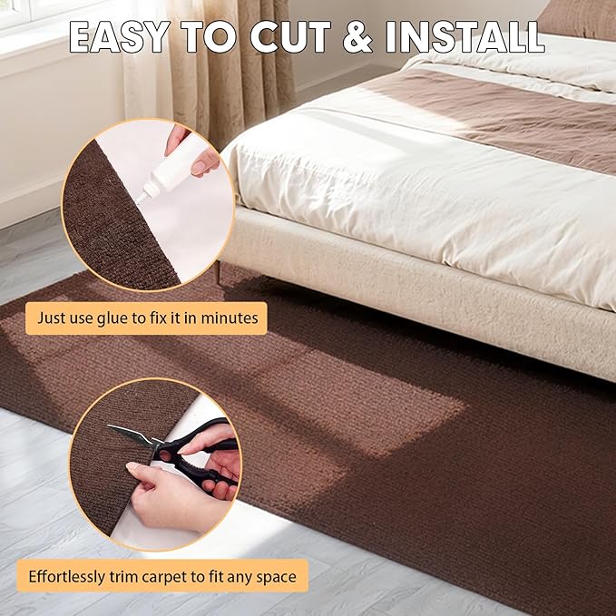 Marine Carpet,5 FT x 15 FT Brown Indoor Outdoor Carpet 0.2" Thick Boat Carpet with Water-Proof TPE Backing, Non-Slide Outdoor Marine Carpet Roll for Home, Patio, Porch, Deck