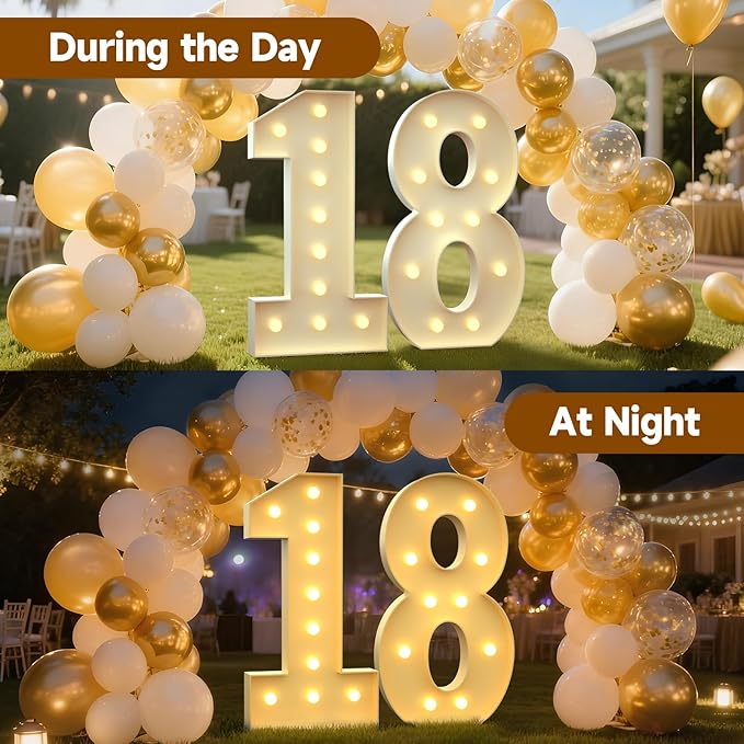 4FT Marquee Numbers 18, Large Light up Number 18 for Birthday Party Supplies, Sign, Backdrop, Happy 18th Birthday Decorations for 18 Years Old