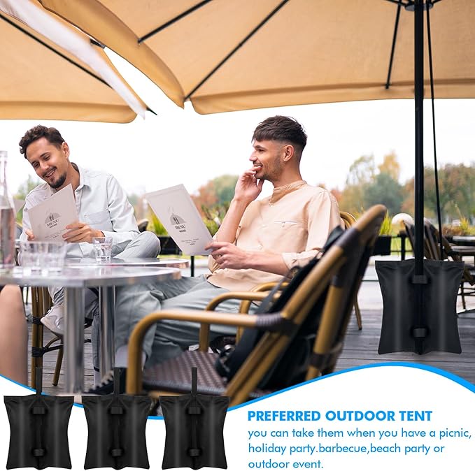 16 Pack 400 LBS Canopy Weight Bags for Canopy Tent Heavy Duty Leg Canopy Weight Sand Bags Black Canopy Support Frame Fixed Sandbag Windproof Sandbag for Patio Umbrella Base Sun Shelter