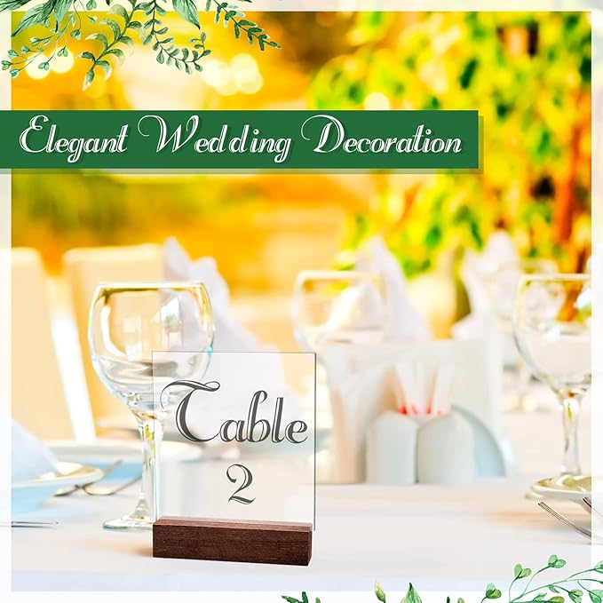 Zonon Wood Place Card Holders - Table Number Stands for Wedding Party Events (Walnut Color, 4.6 x 1.1 x 0.9 Inch)