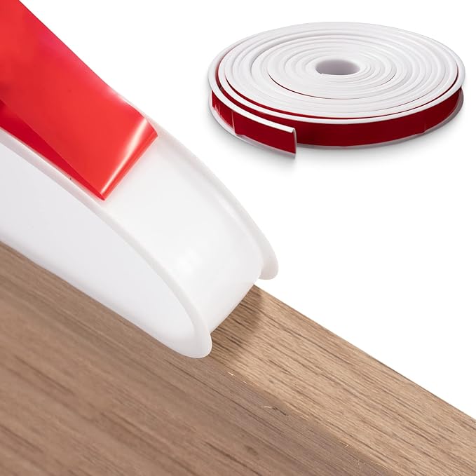 U-Shape Edge Banding, 9.8 ft TPE Self Adhesive Veneer Edging Trim Flexible Edge Protector, Furniture Edge Strip for Countertop Table Cabinets Shelves Restoration (White, 3m×18mm)