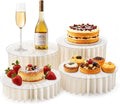 4Pcs Buffet Risers, Foldable Food Risers for Buffet Table, 12" Reusable Cardboard Display Risers Cylinder Stands with Acrylic Plates for Party, Wedding, Catering & Birthday Decor