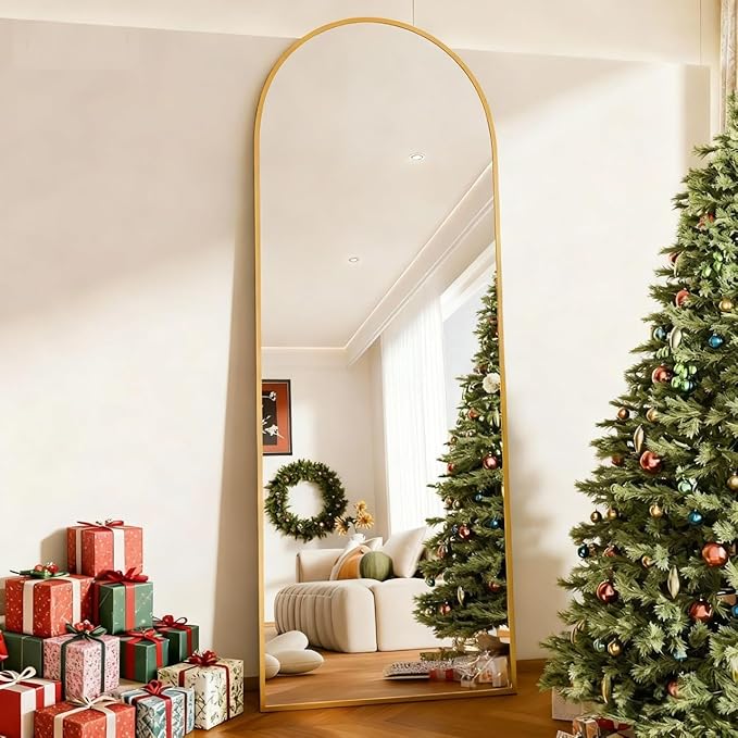 58"x19"Floor Mirror Full Length,Arched Full Length Mirror with Stand,Full Body Mirror,Hanging or Large Leaning for Bedroom Living Room Gold