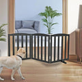 Freestanding Dog Gate Indoor,Doggie Gate Foldable Pet Gates for Doorways,Stairs or Hallways, Wooden Black Pet Gate for The House, Pet Fence with Support Feet Included,24 "Height-3 Panels