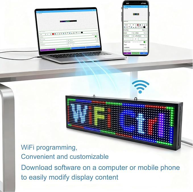 P10(26" * 7") Scrolling Led Sign Programmable Outdoor Digital Signs For Business Electronic Message Board Wifi Control Display Screen Panel Custom Full Color Neon Advertising Word Light