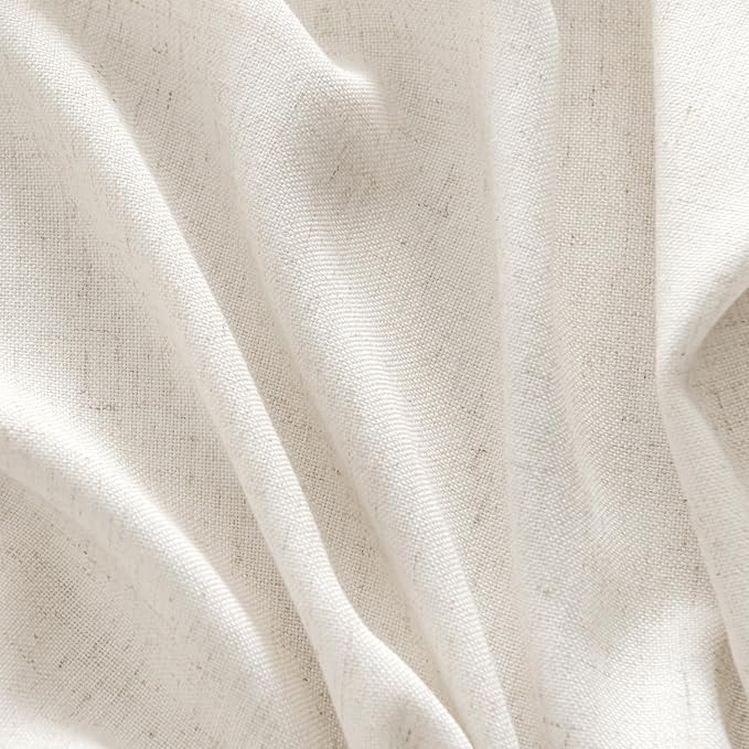 MIULEE Non-See-Through Privacy Linen Curtains 2 Panels, Light Filtering Window Curtains Farmhouse Textured Back Tab Semi Sheer Drapes for Bedroom Living Room, 52 x 90 Inches Long, Natural White