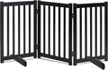 LZRS Freestanding Dog Gate 30 inch Tall - 3 Panels Solid Wooden Pet Gate for Doorways, Stairs & Hallways, Expandable & Foldable with Support Feet，Indoor Use,Black